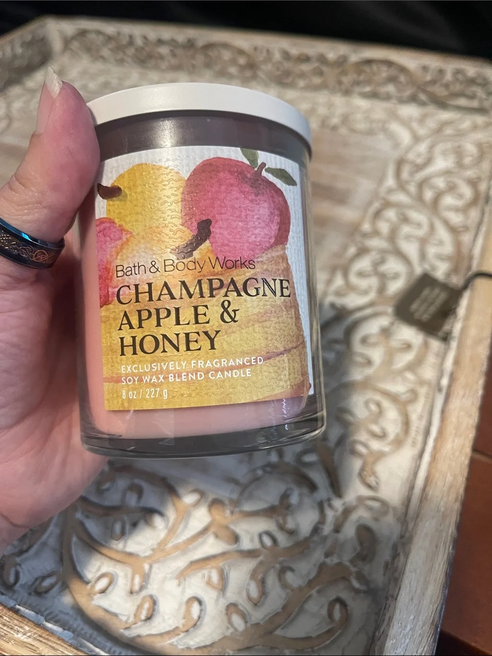 Bath & Body Works Champagne Apple & Honey Candle - Pink